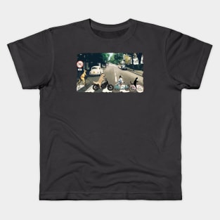 Abbey Road Beatles Spoof Cat and Dogs on Bikes Funny Kids T-Shirt